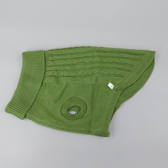 Pet Dog Sweater XL Green Cable Knit Turtleneck Christmas Holiday Winter - Picture 2 of 9